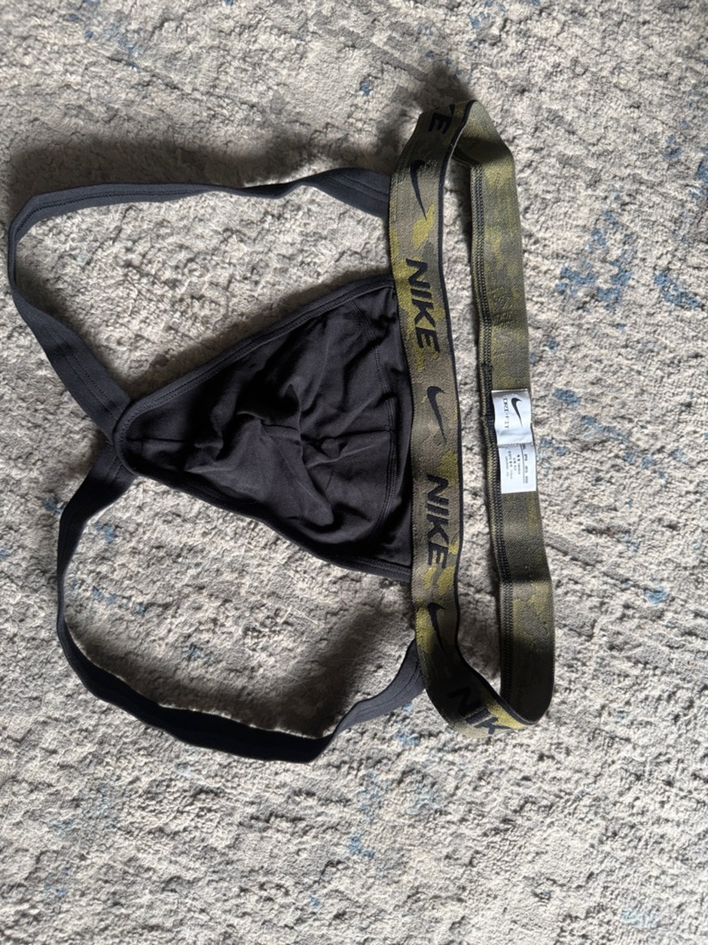 Nike Black Bralette with Olive Green Logo Band